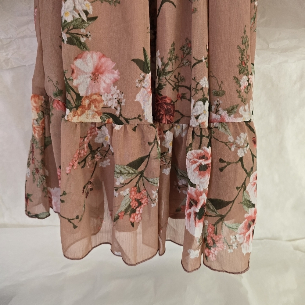 Lulus NWT Printed Faux-Wrap Dress Sz M Freshly Pick Soft Floral Cottagecore - Picture 9 of 12